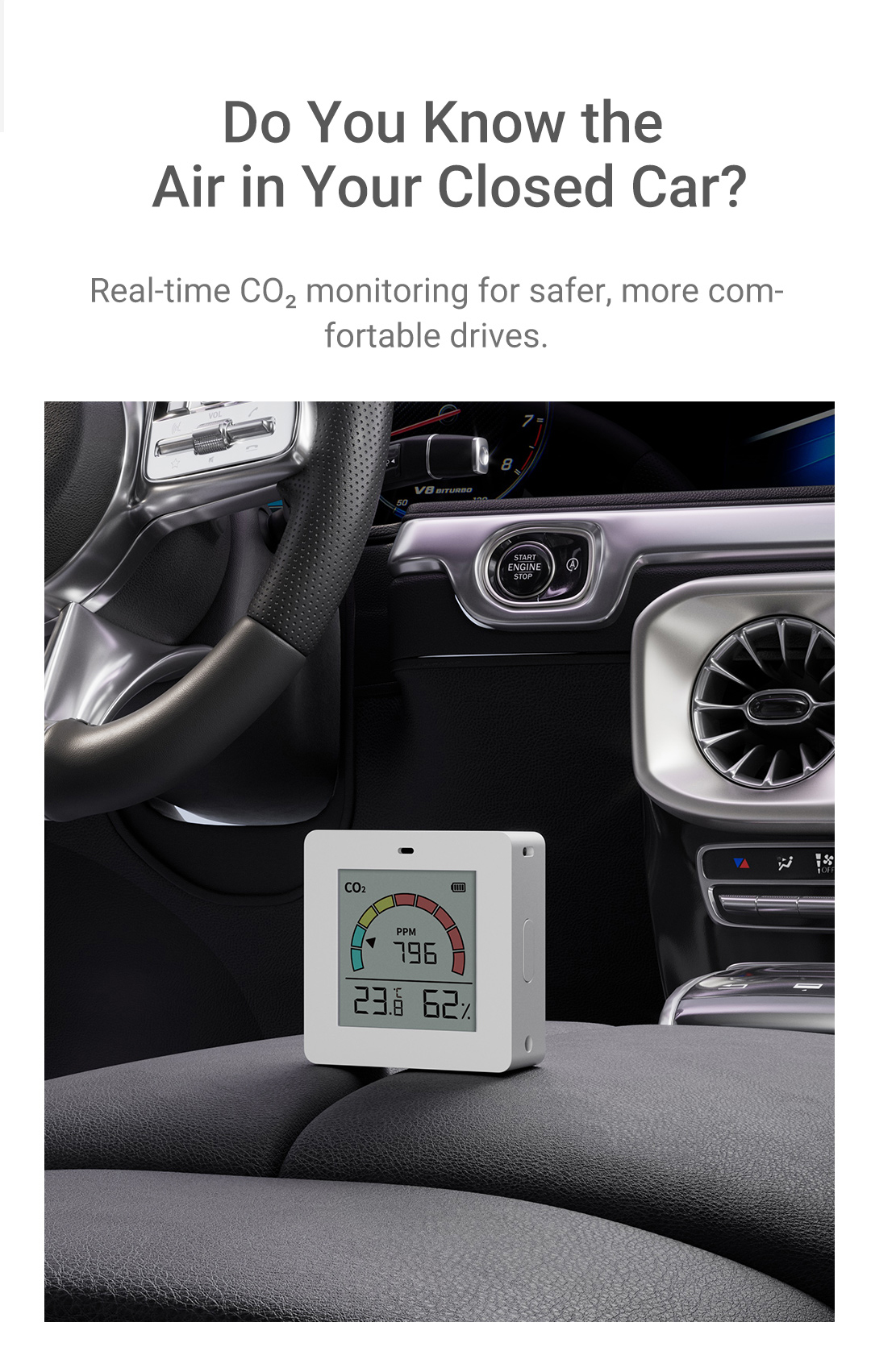 Factory Wholesale Mini Portable CO2 Carbon Dioxide Gas Detector Sensor Air Quality Monitor Temperature Humidity