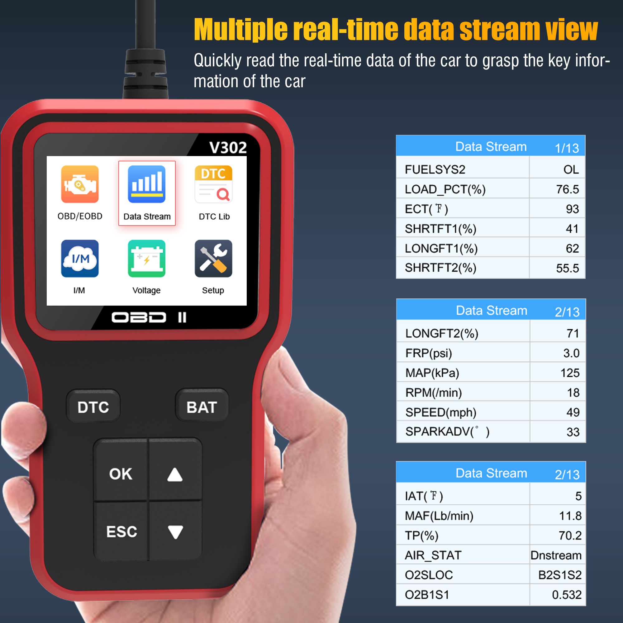 Factory Supply V302 Car Diagnostic Tool OBD2 Compliant for Newer Gasoline Vehicles &amp; Trucks Car Code Reader Car Diagnostic Tool