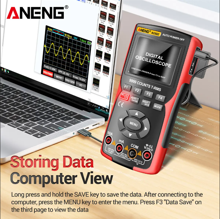 AOS02 High-precision auto repair instrument multi-functional measurement 3-in-1 color screen handheld dual-channel oscilloscope