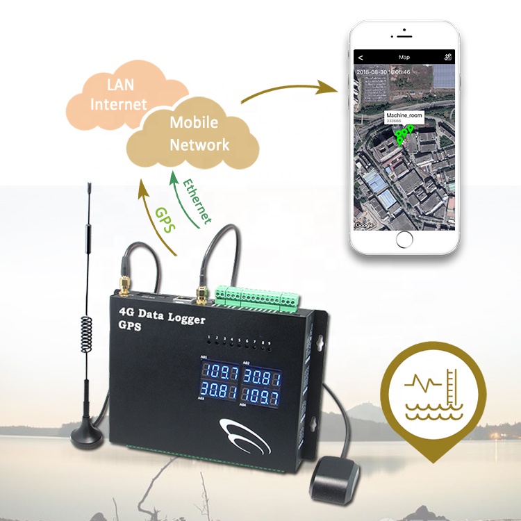 Multipoint Data Logger Gsm/gprs Gps Tracker Gps Measuring Device 4 Pulse Channels 4G Black Electric Automotive Cloud Storage LTE