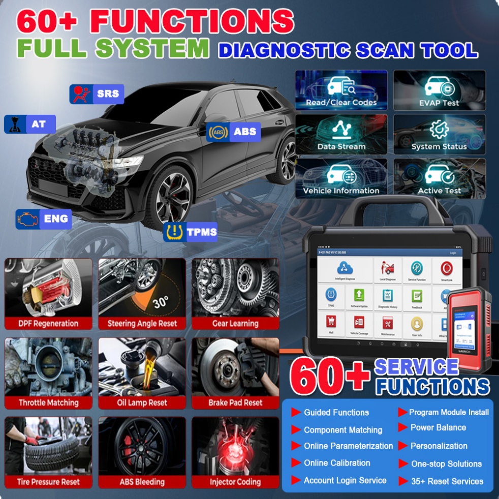 Launch X431 Pad 7 Elite Pad VII OBD2 Car Scanner Full System Automotriz Diagnostic Tool ECU Programming Vehicle Tools