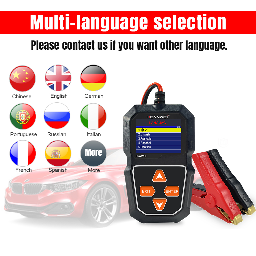 Customizable Battery Tester Electrical System Analyzer KONNWEI KW218 Professional Automotive Battery Diagnostic Tool