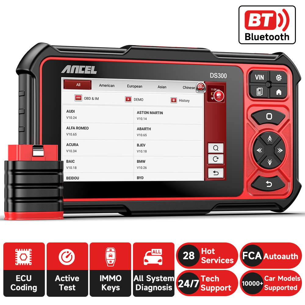 2026 Ancel DS300 Professional All-System Car Scanner Universal Engine Analyzer with ECU Coding and Active Test Features