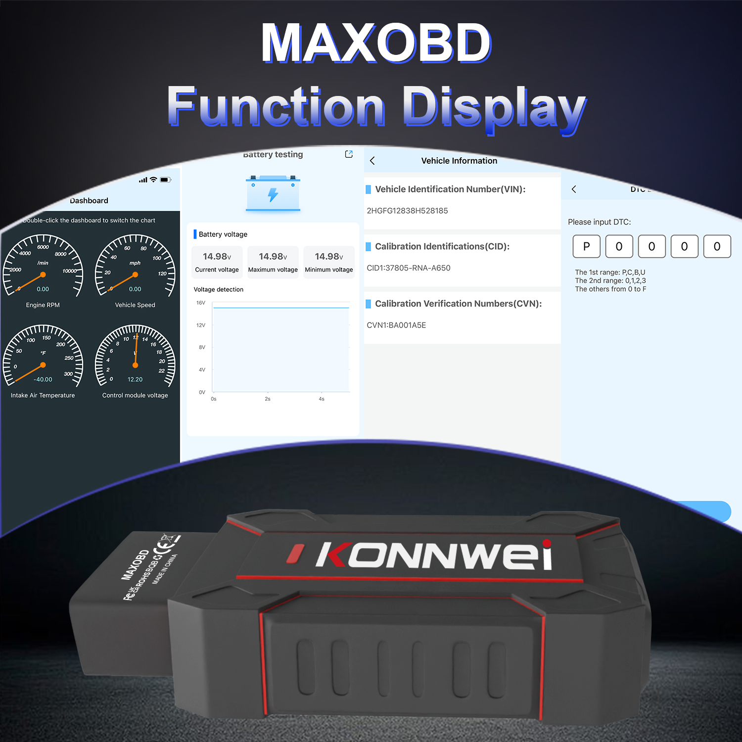 New Arrival Life Free Update KONNWEI MAXOBD OBD2 Scanner Car Diagnostic Code Reader /Wireless for Universal 12V Cars