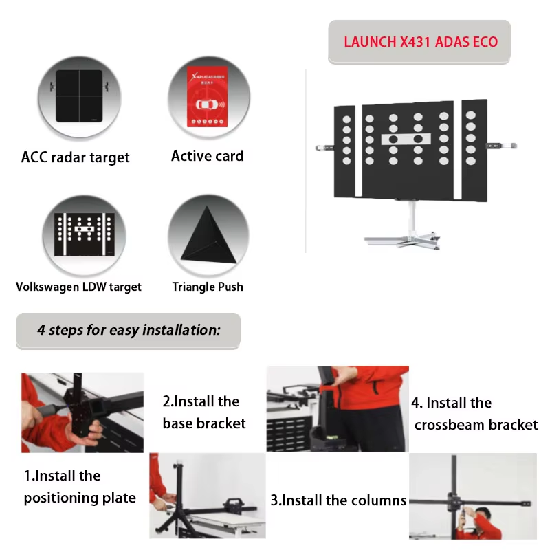 2025 Newest LAUNCH ACC ADAS ECO Calibration Equipment with ADAS Activation Card VW-LDW Corner Reflector