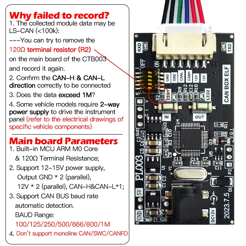 CTB003 Specification Layout