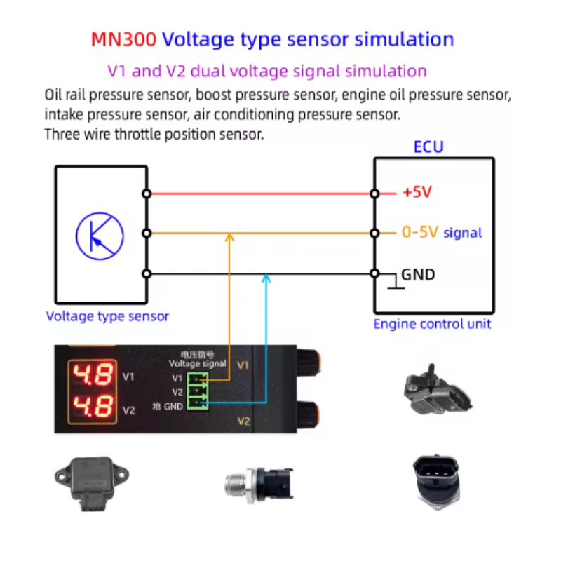New Arrival MN300 Auto Sensor Simulator Automotive Tester Car Rail Oxygen Oil Pressure Flow Sensor Signal Generator