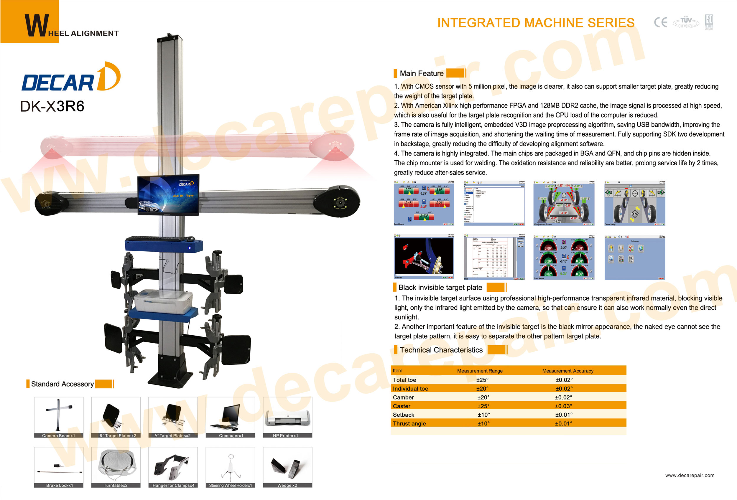 New Designed ADAS Calibration Device and Wheel Alignment Two-in-one Machine Alignment with 5.0 Mega-pixel Camera Decar-X3R6