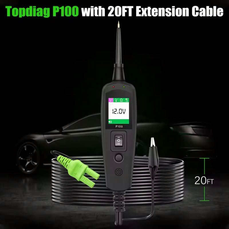 JDiag P100 Automotive Electrical System Circuit Tester for Cars and Truck with 10 Meter Cable