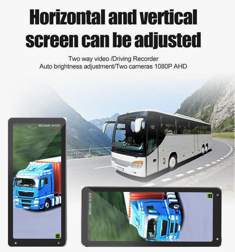 Horizontal &amp; Vertical Screen AI E-Mirror CMS System|12.3" IPS Monitor|4-CH DVR|Blind Spot Detection for Truck Fleet Management