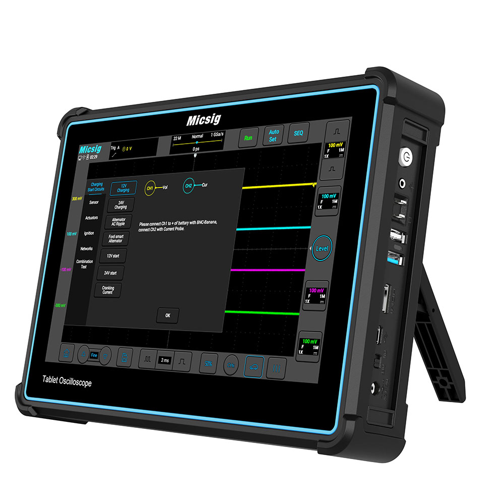 Micsig ATO1004 Portable Automotive Oscilloscope 100MHz 4 Analog Channels 1GSa/S 10.1 Inch Touch Screen LCD