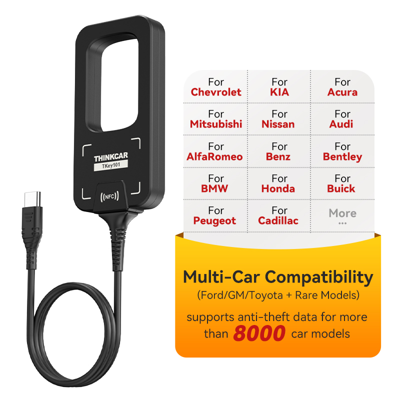 Thinkcar TKey101 Automotive Key Programming Tool For Supports Toyota Smart Key Unlock Frequency Ignition Coil Detection