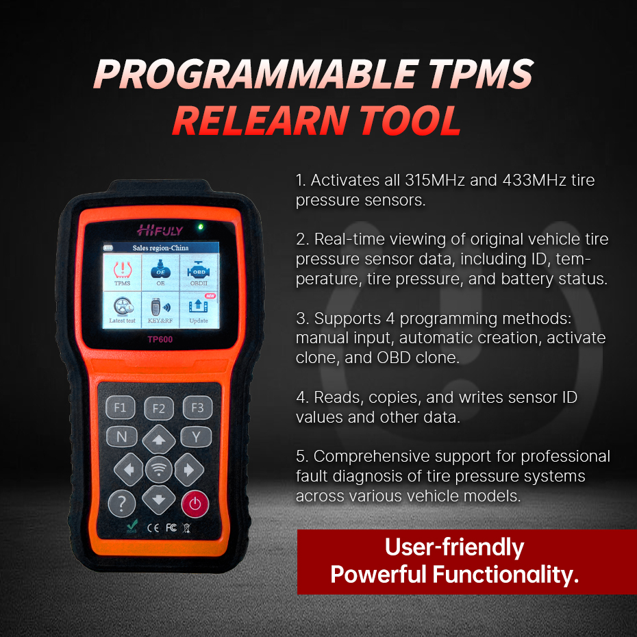 TPMS Diagnostic Scanner Tool Tire Pressure Monitoring System Universal TPMS Program with 315&433 MHZ Sensor for All Car