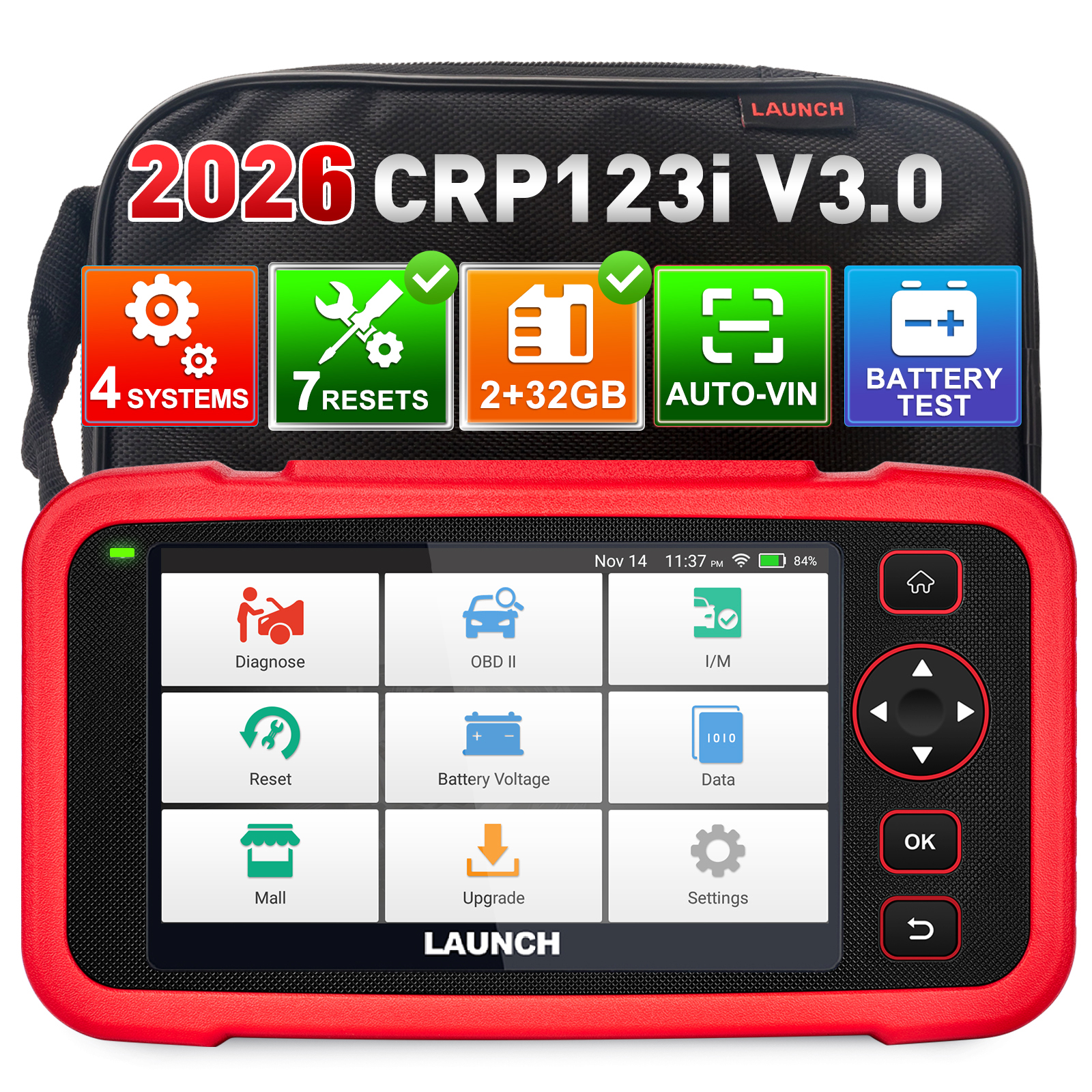 2026 elite diagnostic tool LAUNCH CRP123I V3.0 OBD2 scanner lifetime free update engine ABS SRS transmission automotive scanning