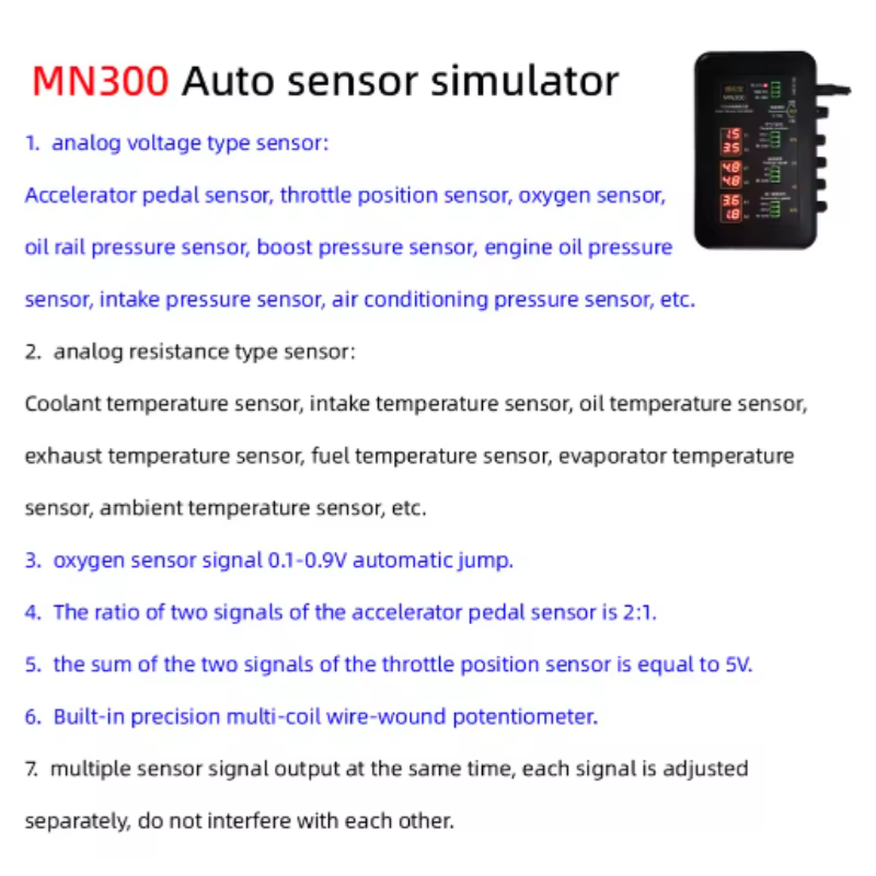 New Arrival MN300 Auto Sensor Simulator Automotive Tester Car Rail Oxygen Oil Pressure Flow Sensor Signal Generator