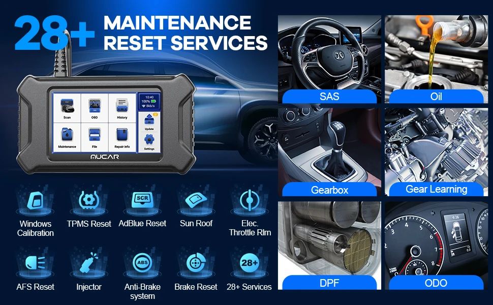 MUCAR CS90 OBD2 Scanner 28 Resets Services Engine System Diagnostic Lifetime Free Update Touch Screen Obd2 Scanner