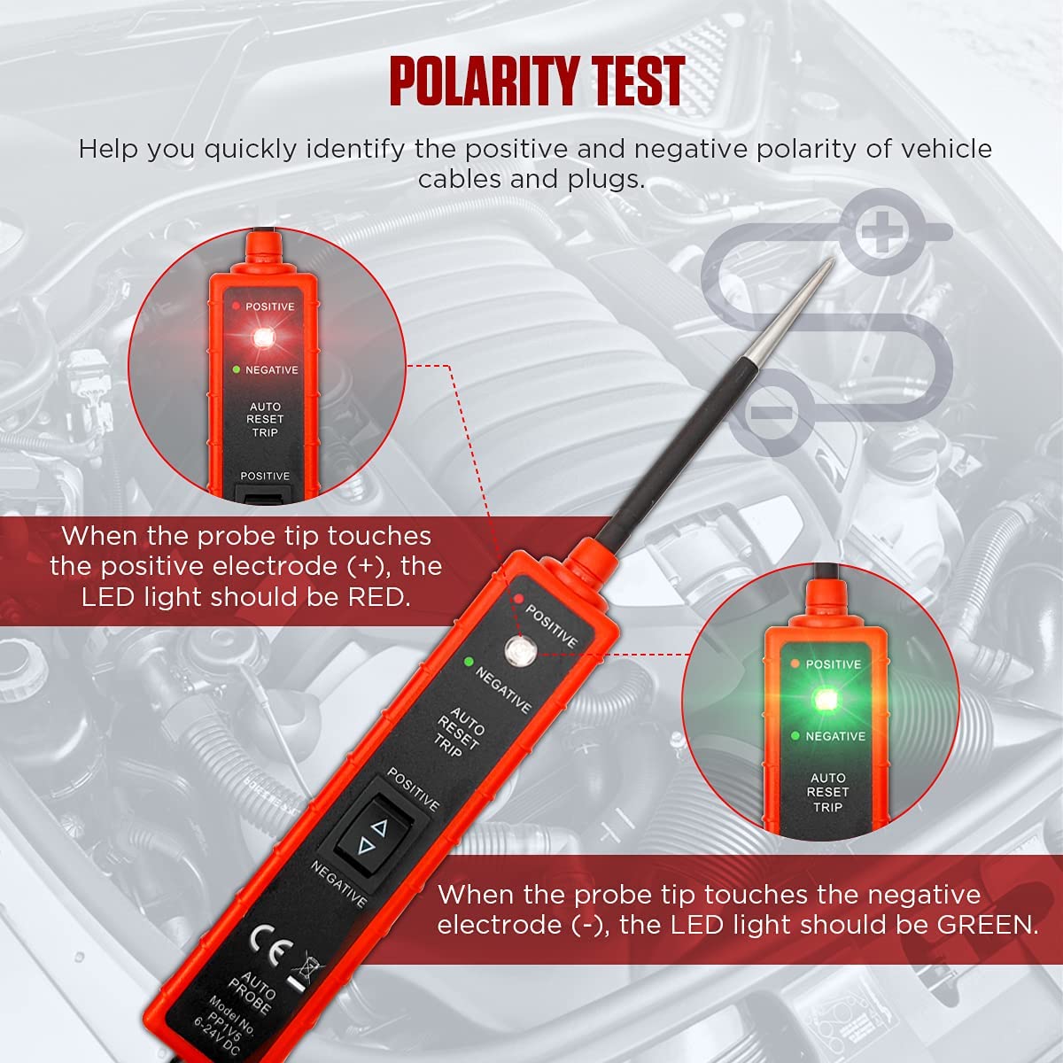 Range DC 6V~DC 24V Automotive Car Auto Voltage Tester Pen Electrical Circuit Breaker Finder with 4.8m/16ft Test Leads