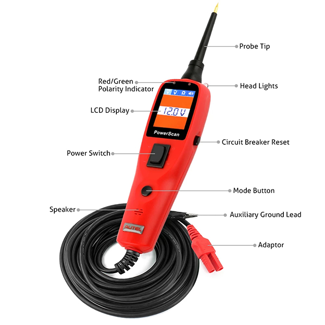 Autel PowerScan PS100 Auto Electrical Circuit AVO Meter Automotive Circuit Tester Build-In Flashlight