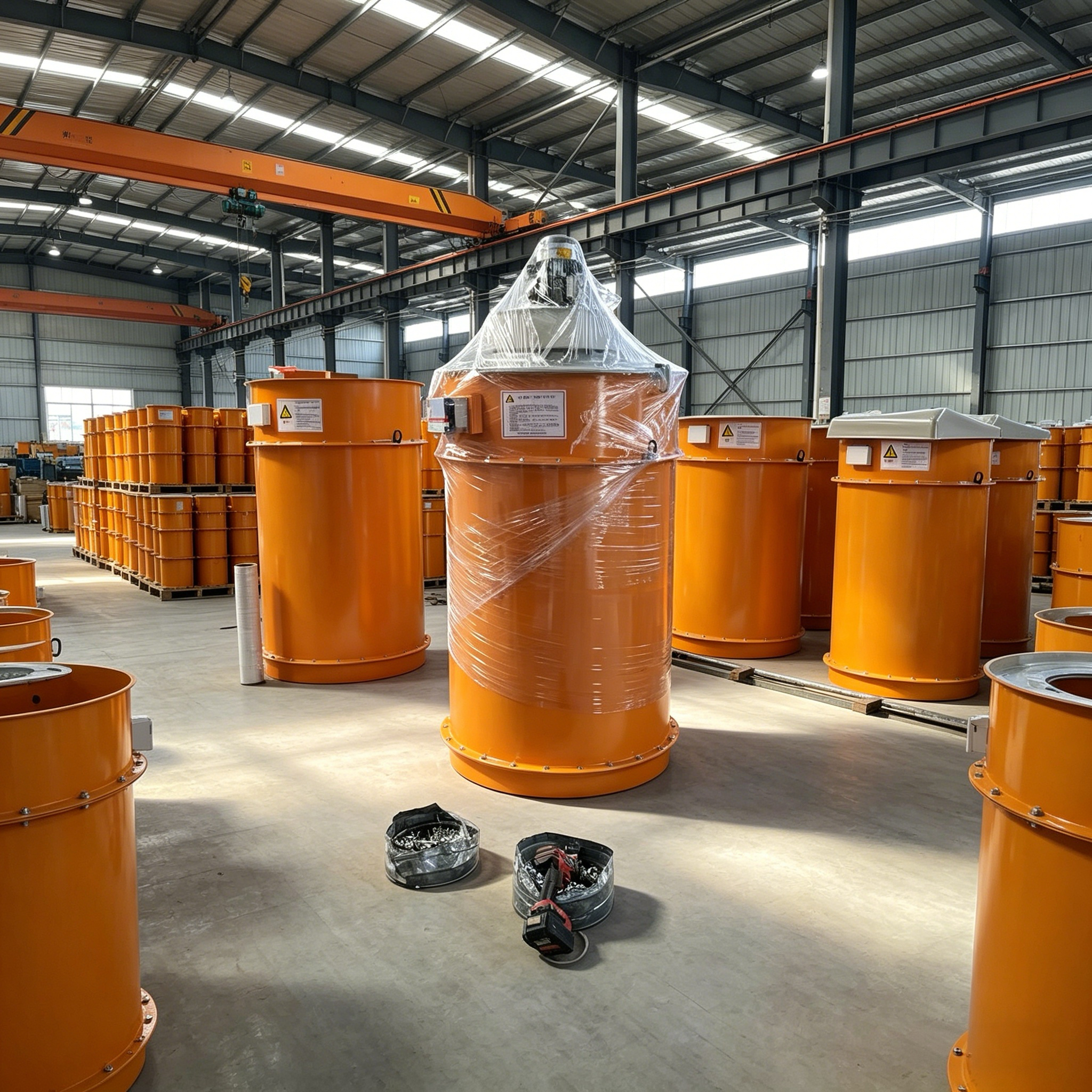New Hua Hang Industrial Stainless Steel Silo Top Dust Collector Dry Cement Mixing Pipelines Pulse Jet Cleaning System 99.97%