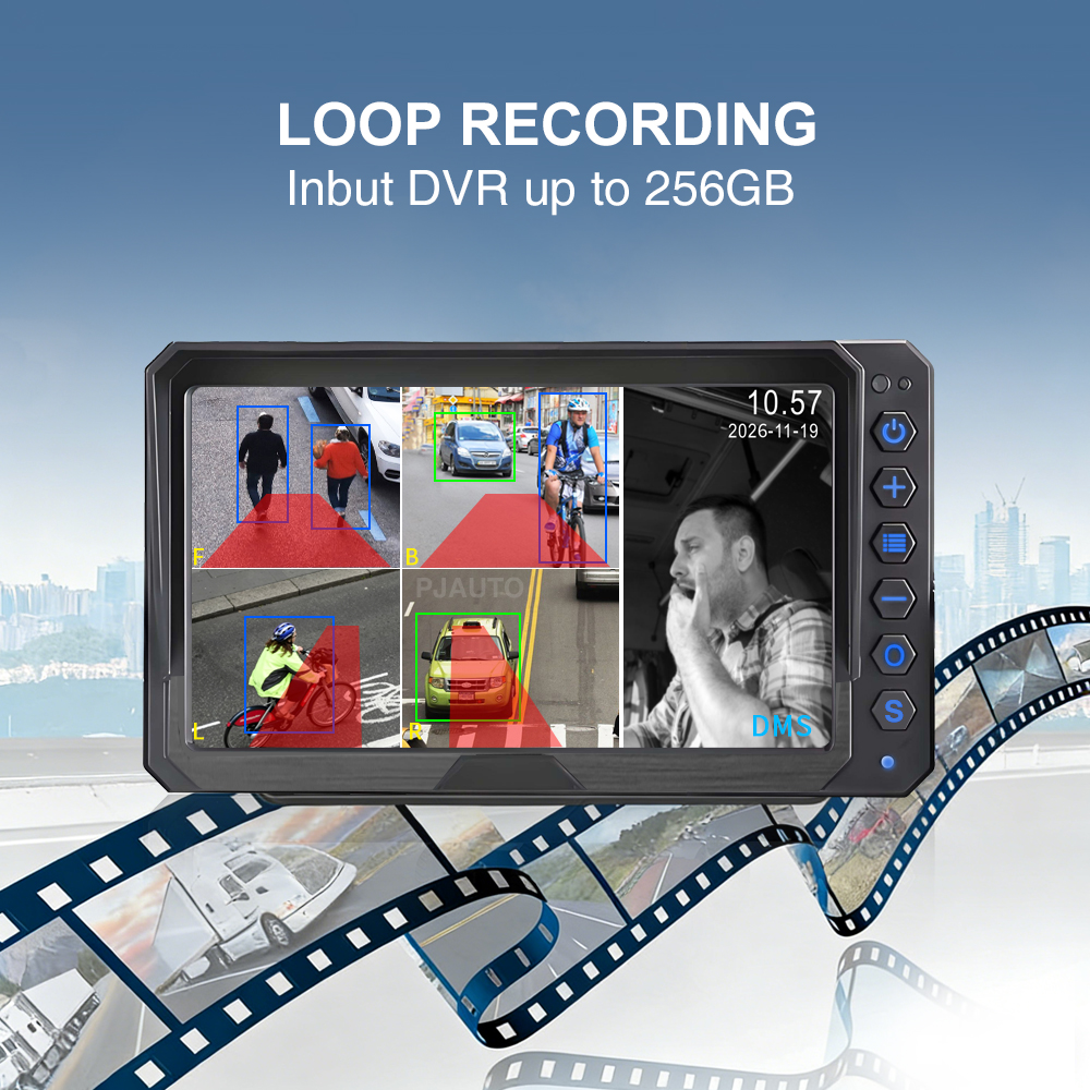 PJAUTO 5-CH AI BSD DMS Vehicle Safety DVR Monitoring System Blind Spot Detection System for Forklift Truck Bus Fleet