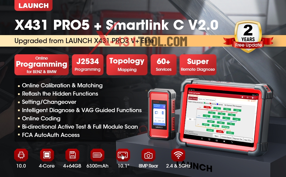 LAUNCH X431 PRO5 Device and Connectors