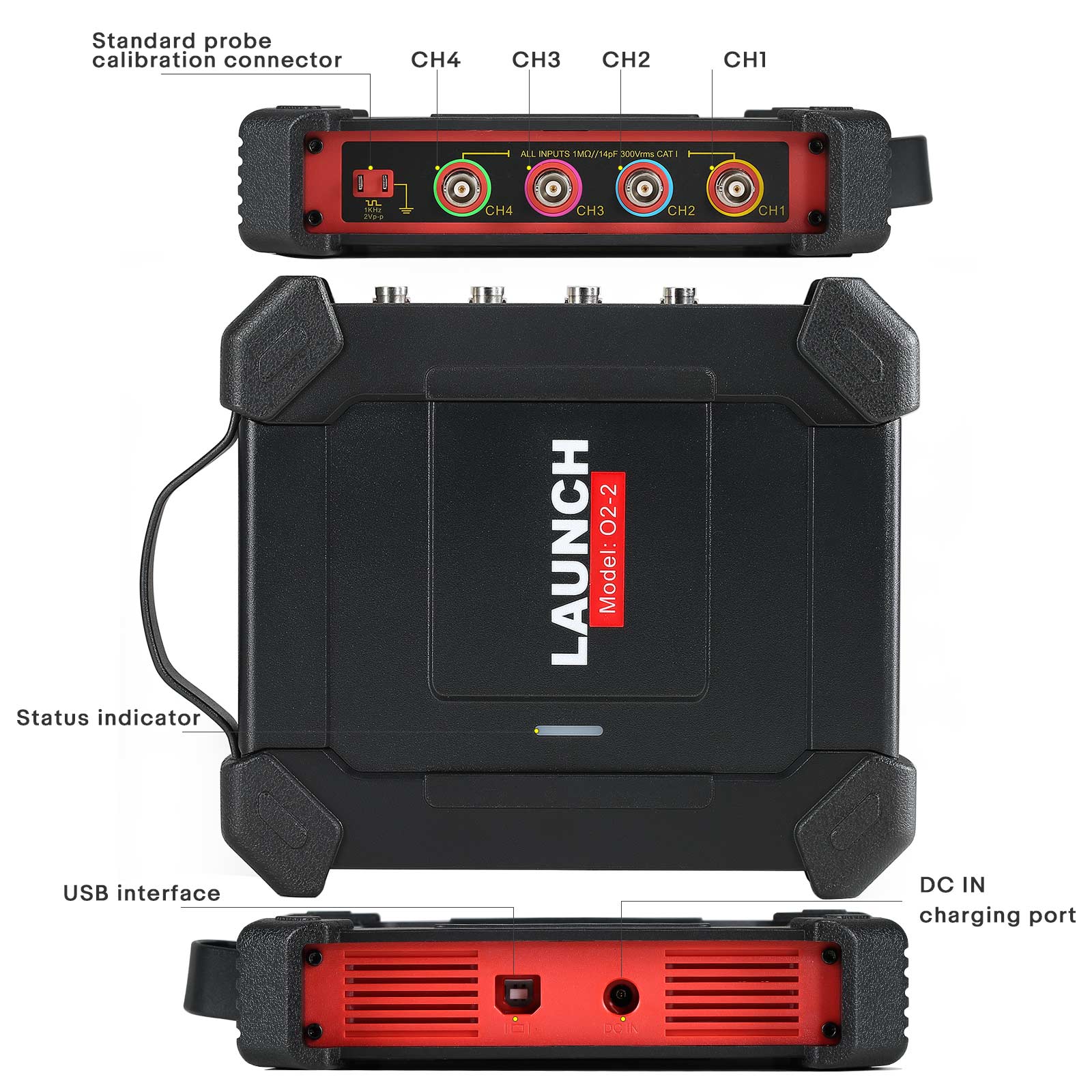LAUNCH X431 O2-2 Scope Box Oscilloscope 4 Channels 100MHz USB DC Automotive Oscilloscopes Work With PRO3S+ V5.0/PAD V/ PAD VII