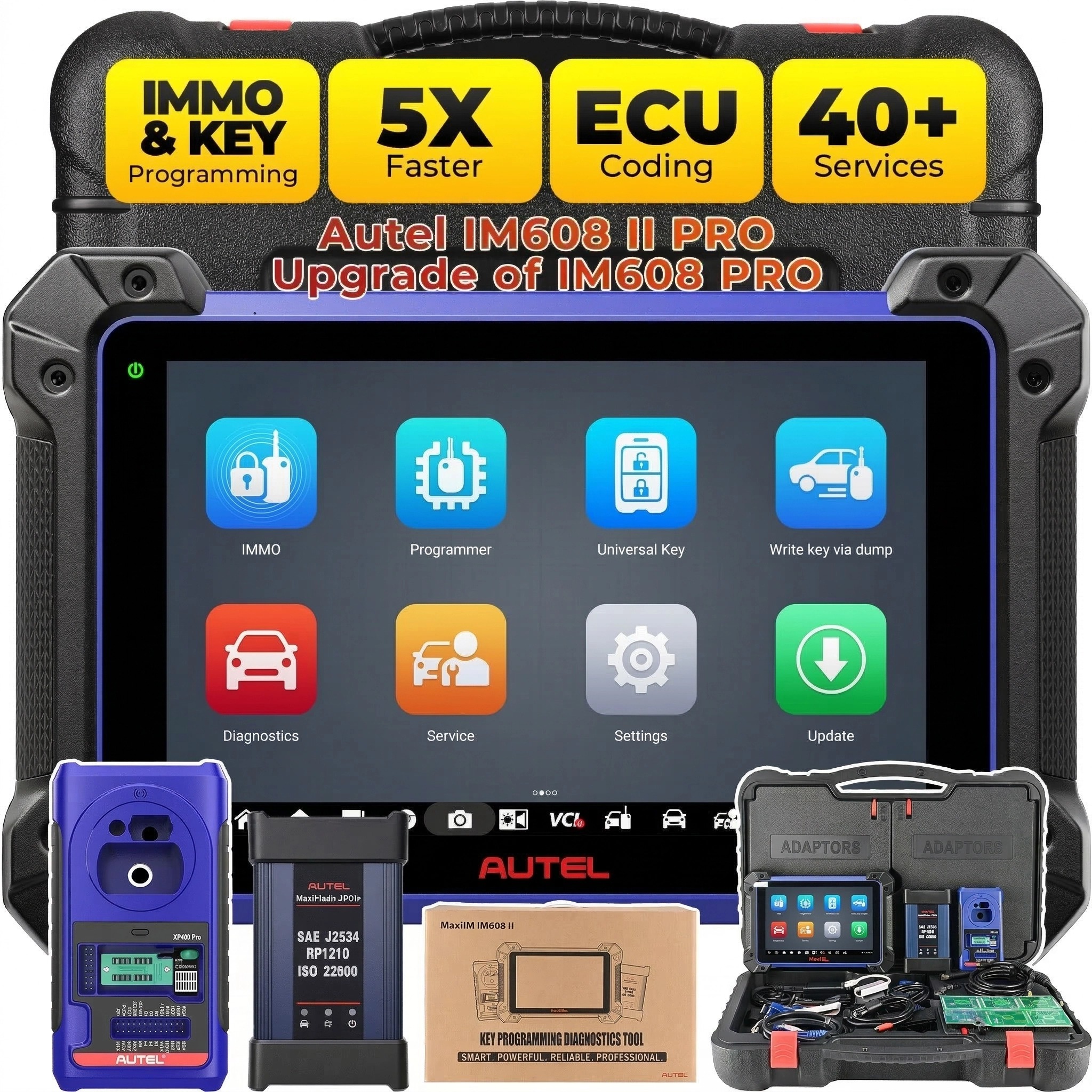 Autel MaxiIM IM608II Automotive Key Programming Scanner XP400 Pro ECU Coding Active Test 31+ Services OE All Systems Diagnostics