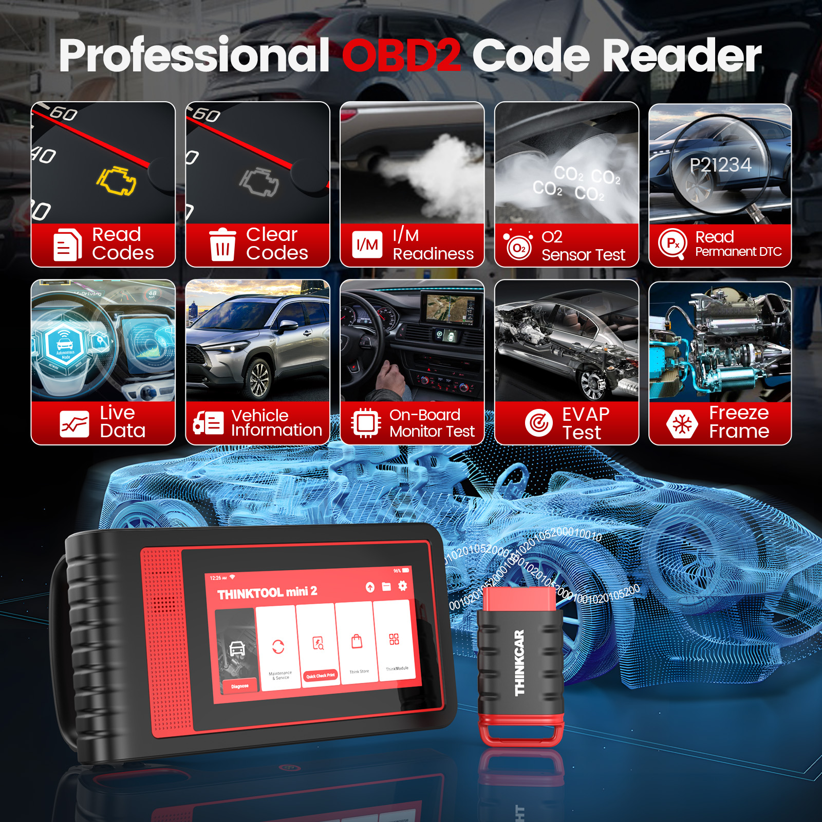 THINKCAR THINKTOOL MINI 2 Car Diagnostic Scanner Full System Bluetooth 28 Languages 28 Reset Functions Lifetime Free Update