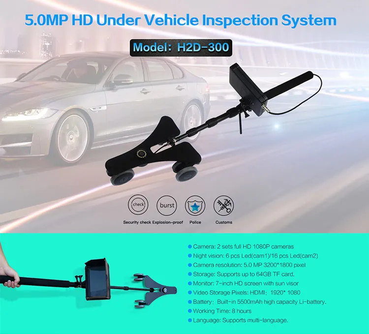 Advanced Portable 5MP Under Vehicle Inspection Camera System for Security Surveillance Uvis