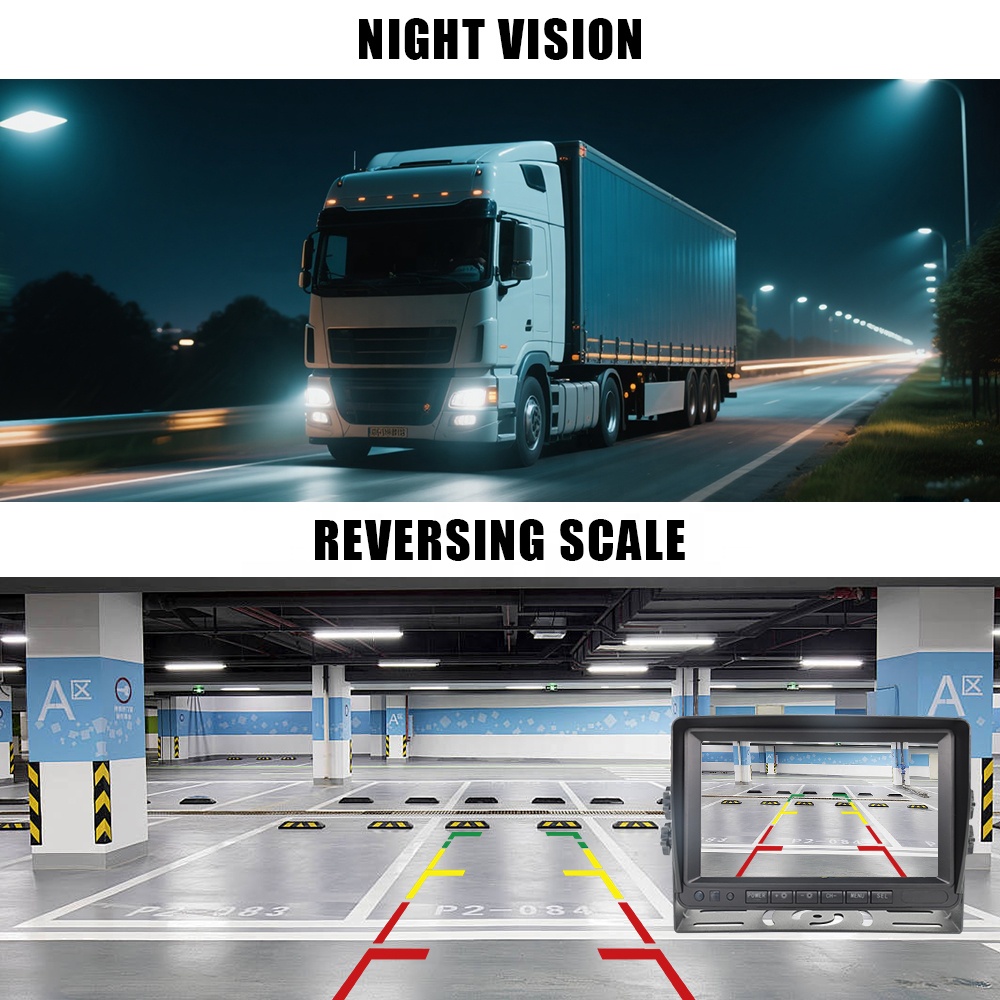 Security Fleet Management System 360 Degree Camera for Truck Car Monitoring Reverse Camera LCD Screen 7 Inch Monitor with DVR