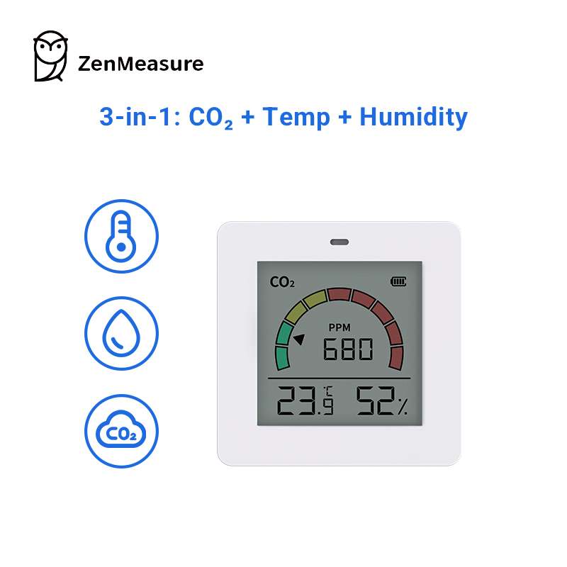 ZenMeasure Factory Wholesale Mini Portable CO2 Carbon Dioxide Gas Detector Sensor Air Quality Monitor Temperature Humidity
