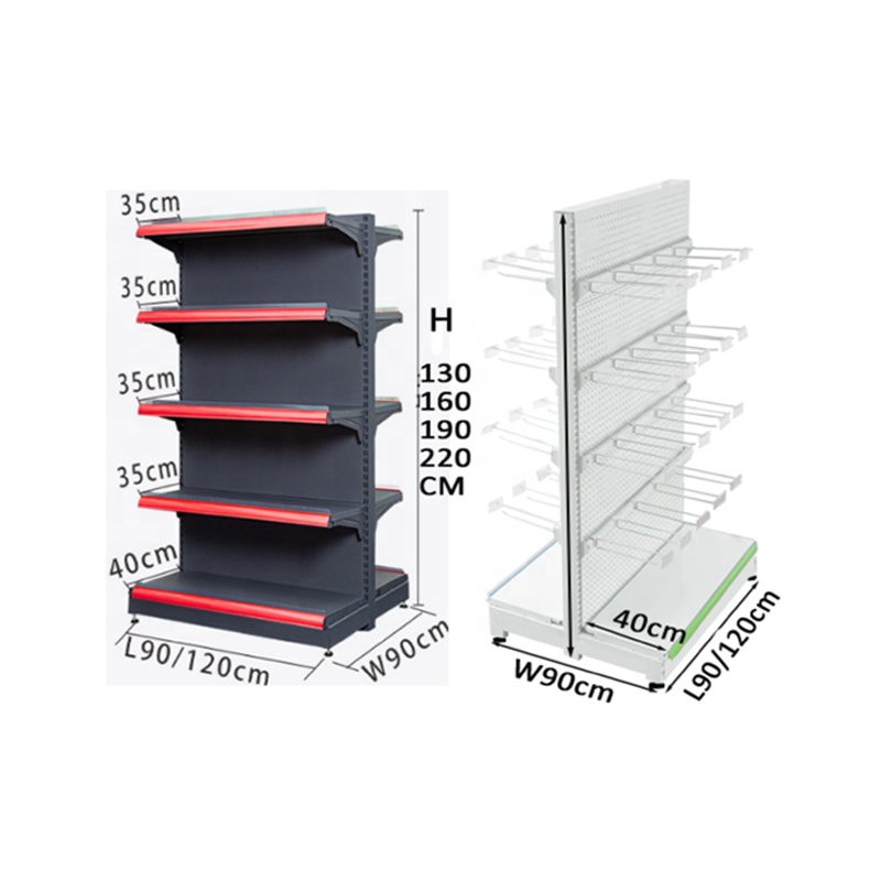 Supermarkets Shelves Single Side Dark Gray Flat Back Panel Display Shelves Retail Stores Grocery Shelves for Sale