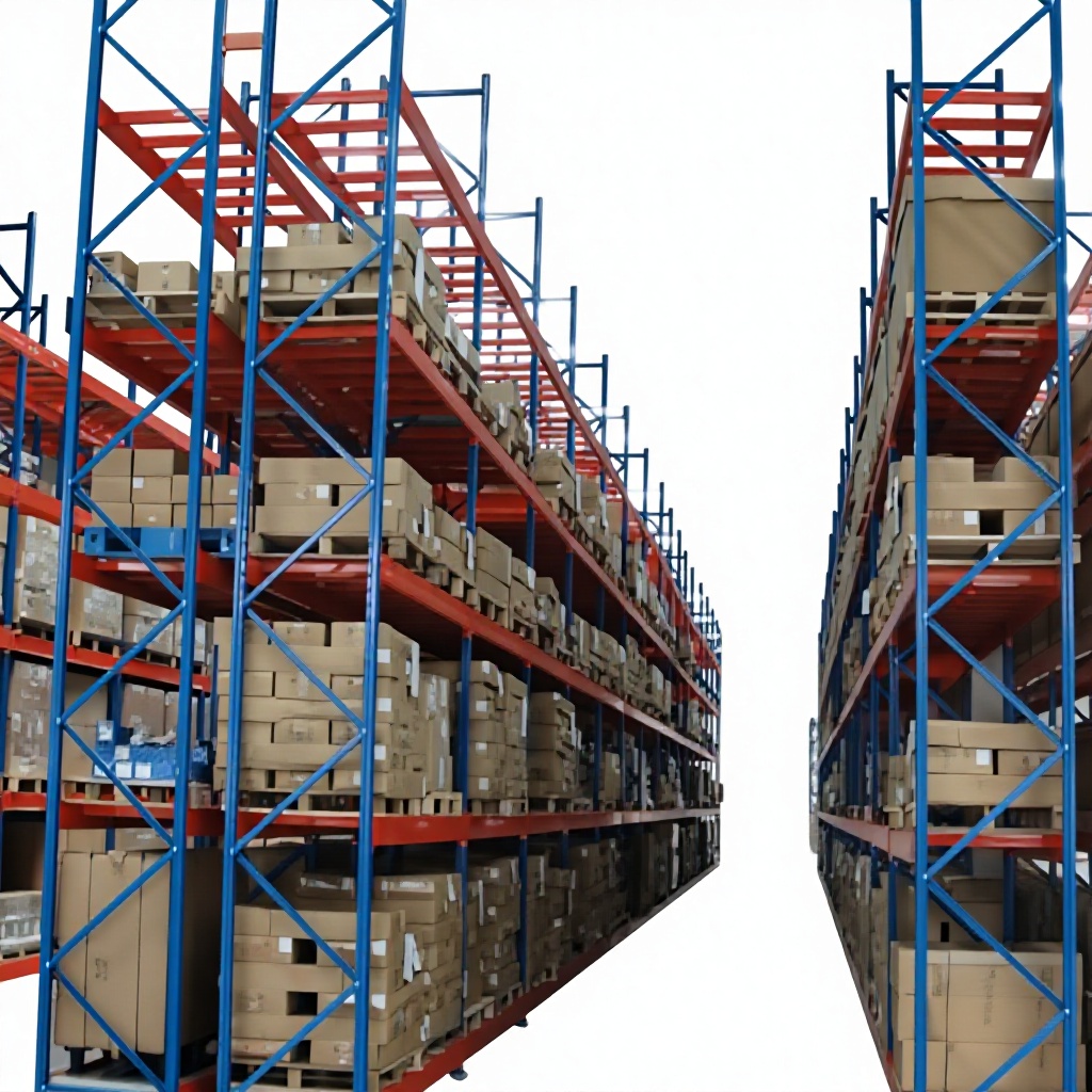 Customized Wholesale Storage Heavy Duty Thickened Beam Type Warehouse Pallet Rack High Position 3D Blue/Red Warehouse Rack