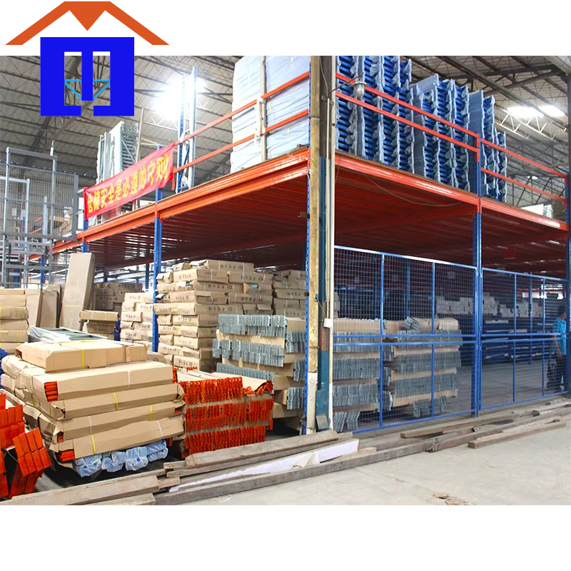 Lit Mezzanine Double Warehouse Floor Racking System Industrial Platforms 2 Layer Corrosion Protection Powder Coated Steel CE