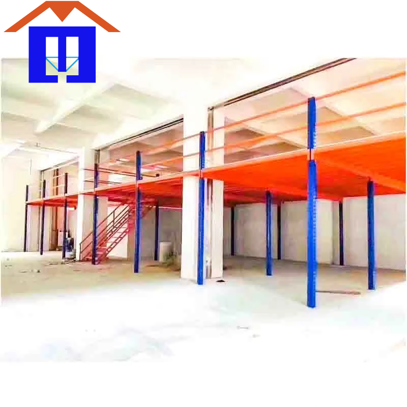 Lit Mezzanine Double Warehouse Floor Racking System Industrial Platforms 2 Layer Corrosion Protection Powder Coated Steel CE