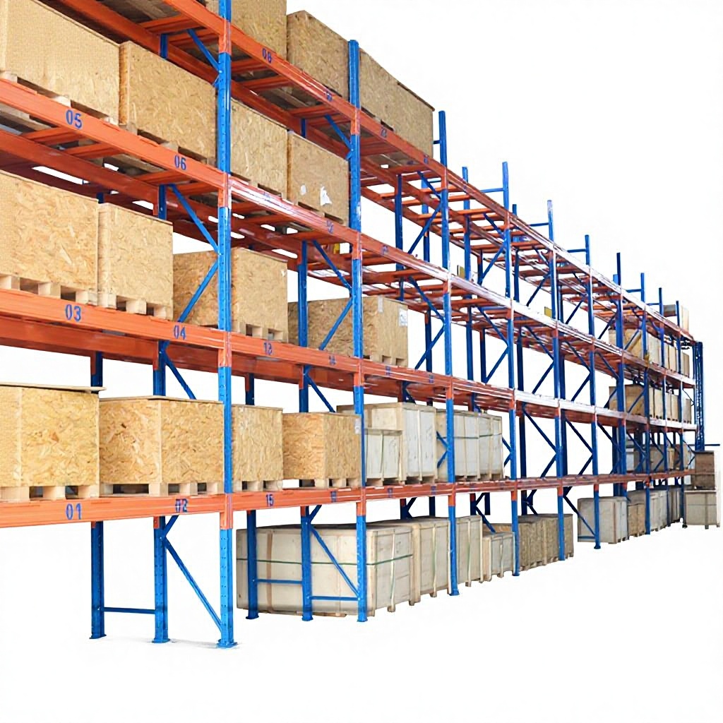 Heavy-duty Thickened Large Warehouse Storage Rack High-Position Pallet-Type Three-Dimensional Blue/Orange Coupling Installation