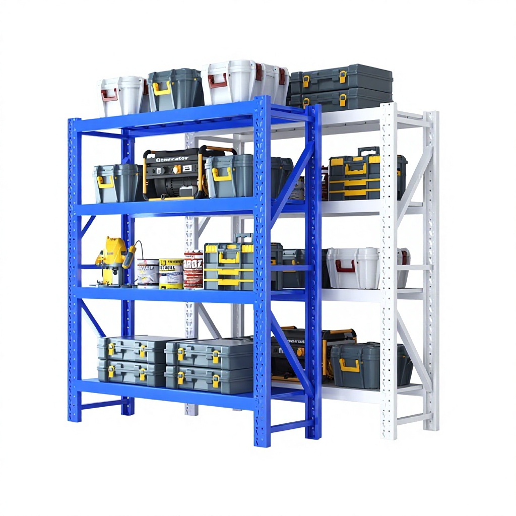 Shibang 4-Tier Multi-Tier Shelf Storage Rack Display Rack Household Storage Room 240kg Capacity Warehouse Shelf Blue/White/Black