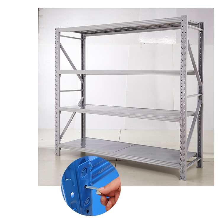 High Capacity Heavy Duty Adjustable Powder Coated Steel 4-Layer Beam Racks with Pallet Support Bar for Garage Warehouse Storage