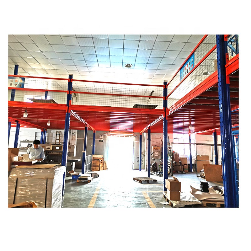 Lit Mezzanine Double Warehouse Floor Racking System Industrial Platforms 2 Layer Corrosion Protection Powder Coated Steel CE