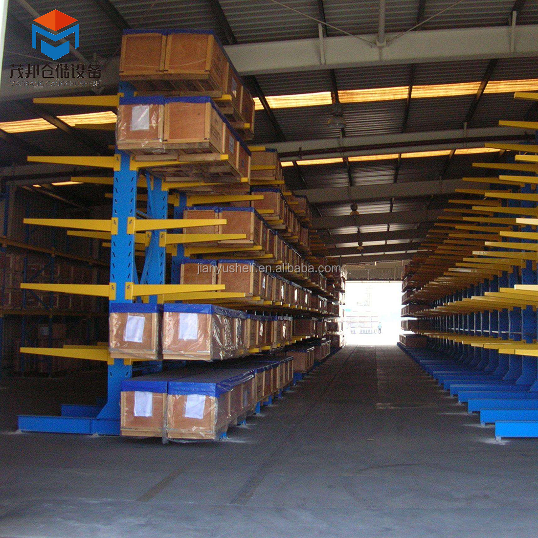 Double Sided Industrial Metal Cantilever Plywood Racks for Long Lumber Goods