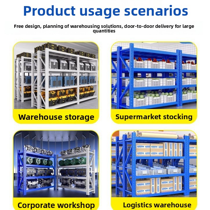 Thickened 3-5 Layers Household Storage Shelf 500KG Super Load-Bearing Light Medium Duty Blue/Gray/Black Snap Fastener