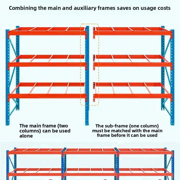 Heavy-duty Blue/orange Storage Rack Wholesale Beam-type Thickened Multi-layer Detachable Large High-position Pallet-type Frame