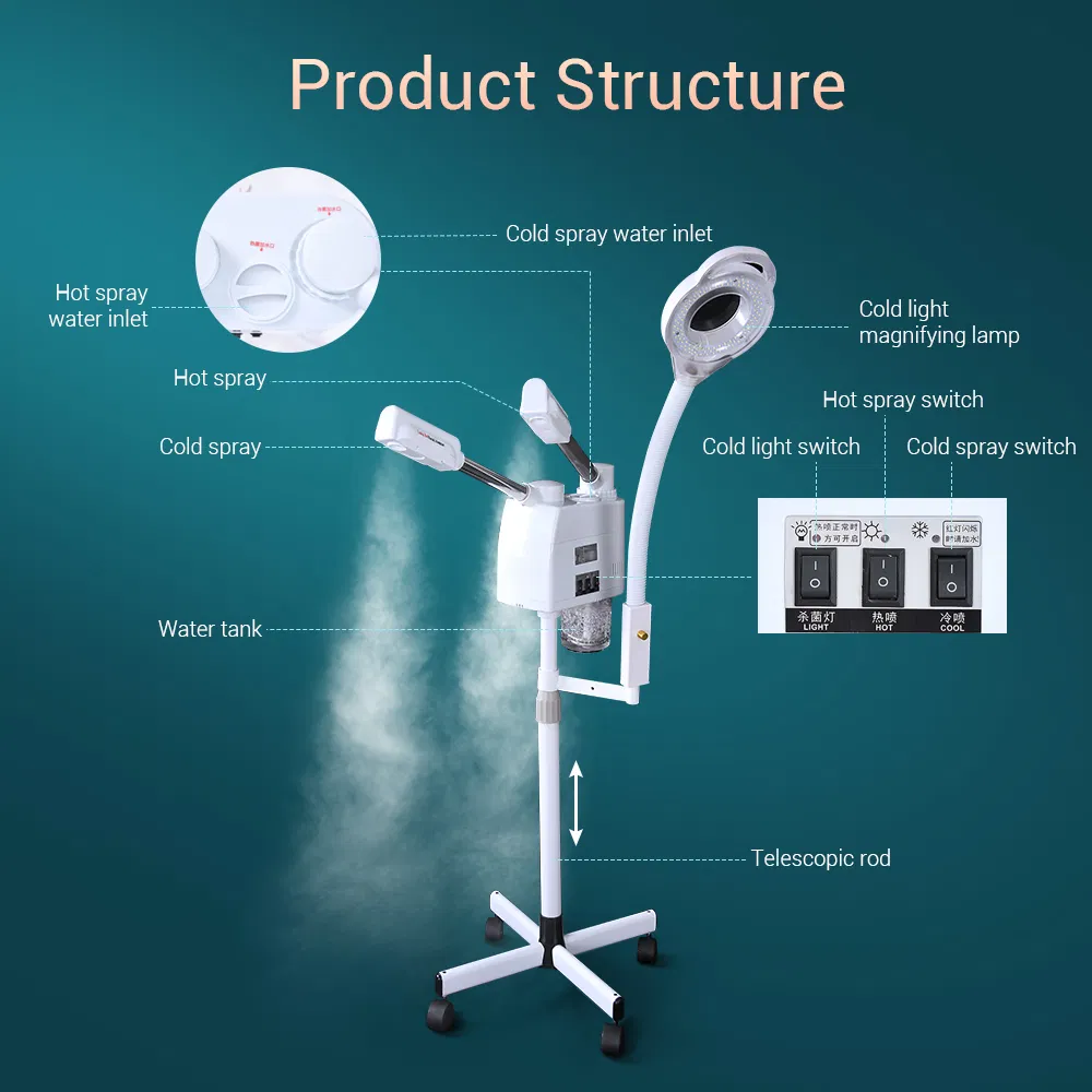 Wholesale Hot and Cold Nano Facial Steamer with Mag Lamp