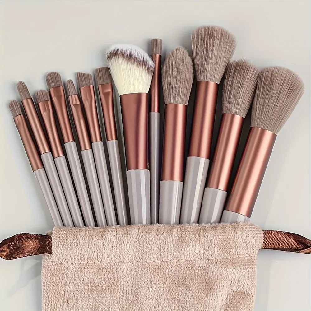 13PCS Professional Makeup Brush Set, Premium Soft Synthetic Fur Cosmetic Brushes for Full Face Makeup Application