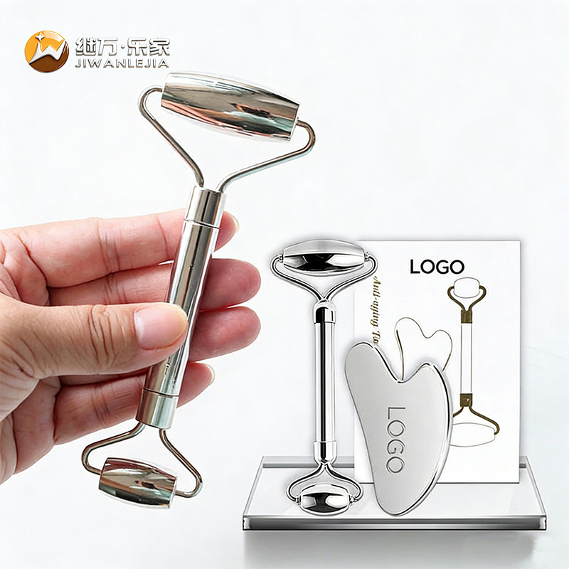 Jiwan Lejia Stainless Steel Metal Guasha High Quality Silver Face Gua Sha Board Facial Skin Massage Tool