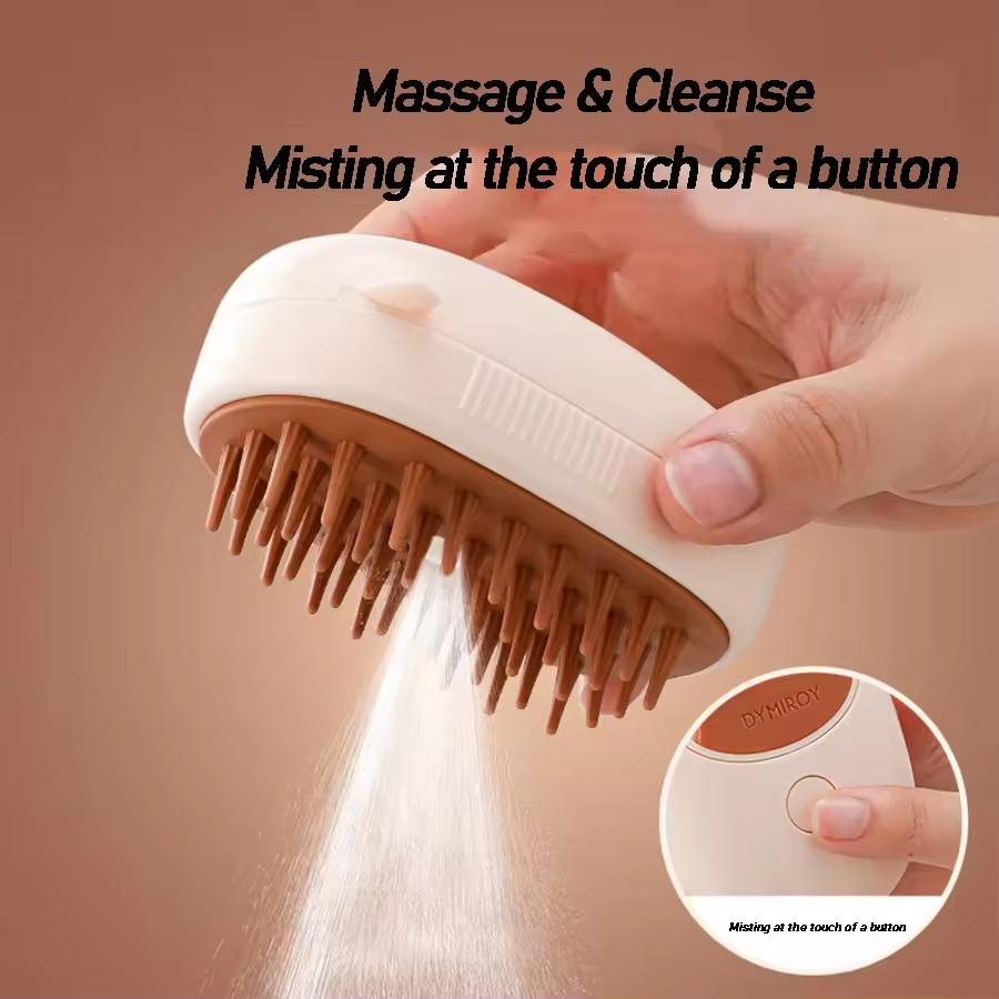 Electric TPR Cat Dog Self-Cleaning Grooming Steamy Hair Removal Tool