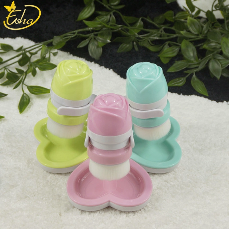 Face Car Cleaning Rose Plastic Handle Silicone Soft Fiber Skin Care Facial Cleansing Nail Art Brush