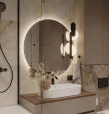 Stylish LED Wall Mirror for Detailed Makeup Application with Energy Star