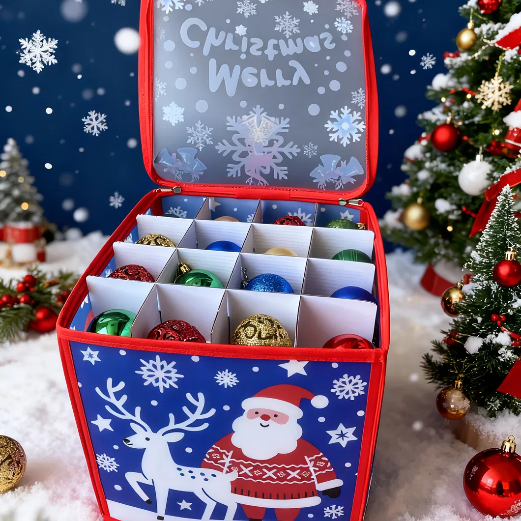 Santa Pattern Divided Christmas Ball Storage Box 2