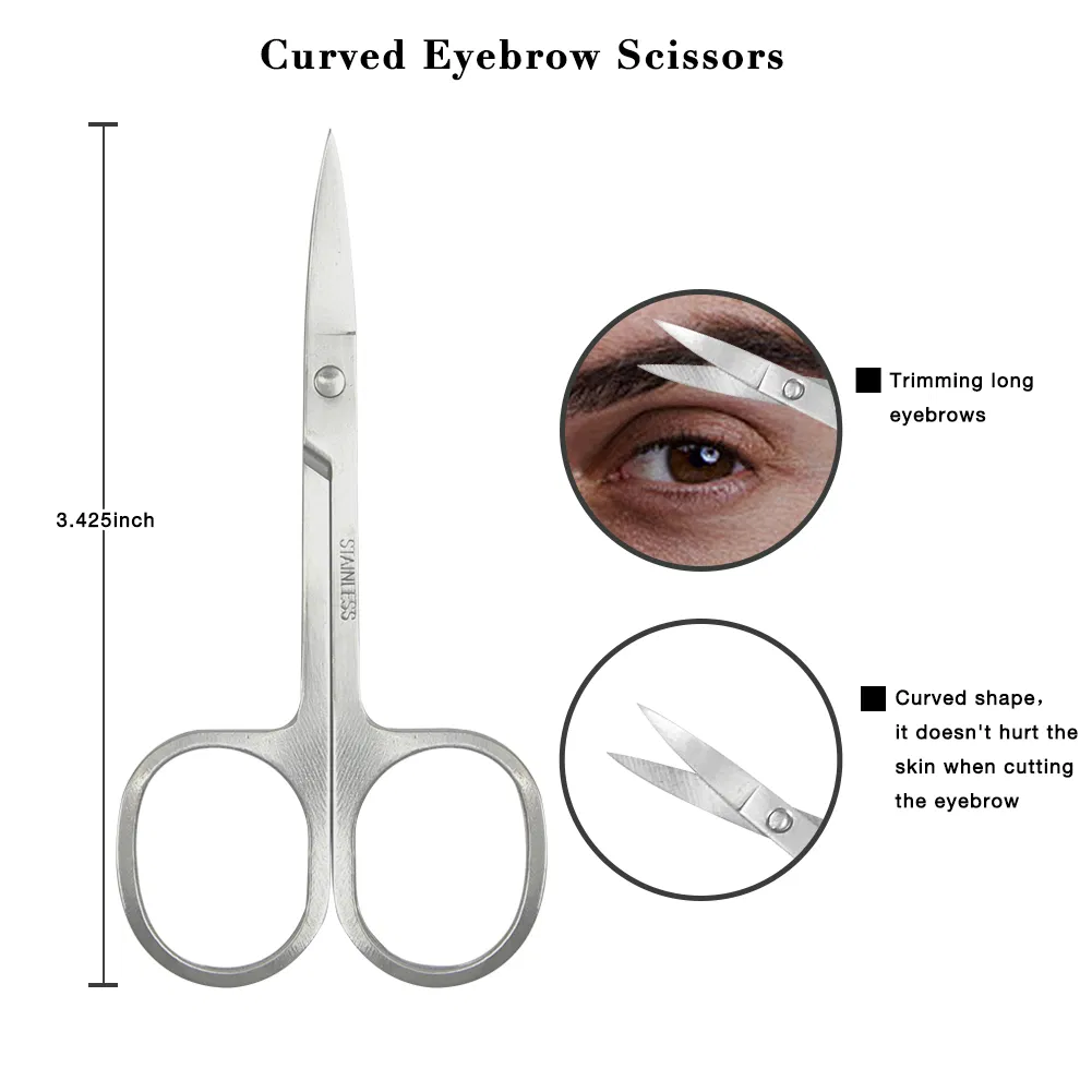 6PCS Eyebrow Eyelash Nail Skin Care Tweezers Set Beauty Cosmetic Makeup Eye Beard Brush Tool with Pouch